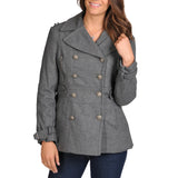 Women's Wool Blend Double Breasted Peacoat with Waist Tab Detail