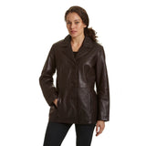 Women's Leather Button Front Stroller Jacket