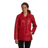 Women's Leather Button Front Stroller Jacket