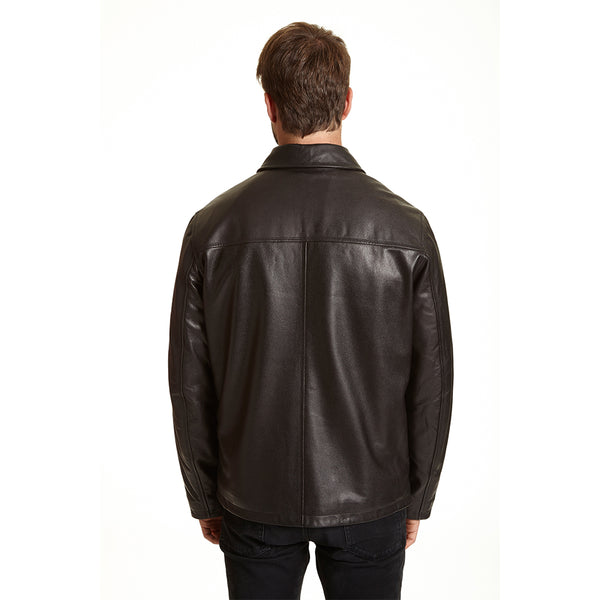 Men's Open-Bottom Leather Bomber Jacket