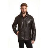 Men's Open-Bottom Leather Bomber Jacket