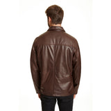 Men's Open-Bottom Leather Bomber Jacket