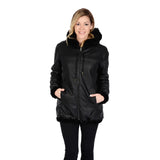 Women's Reversible Car Coat with Faux Fur and Faux Leather