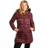 Women's Puffer Coat with Attached Faux Fur Trim Hood