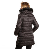 Women's Puffer Coat with Attached Faux Fur Trim Hood