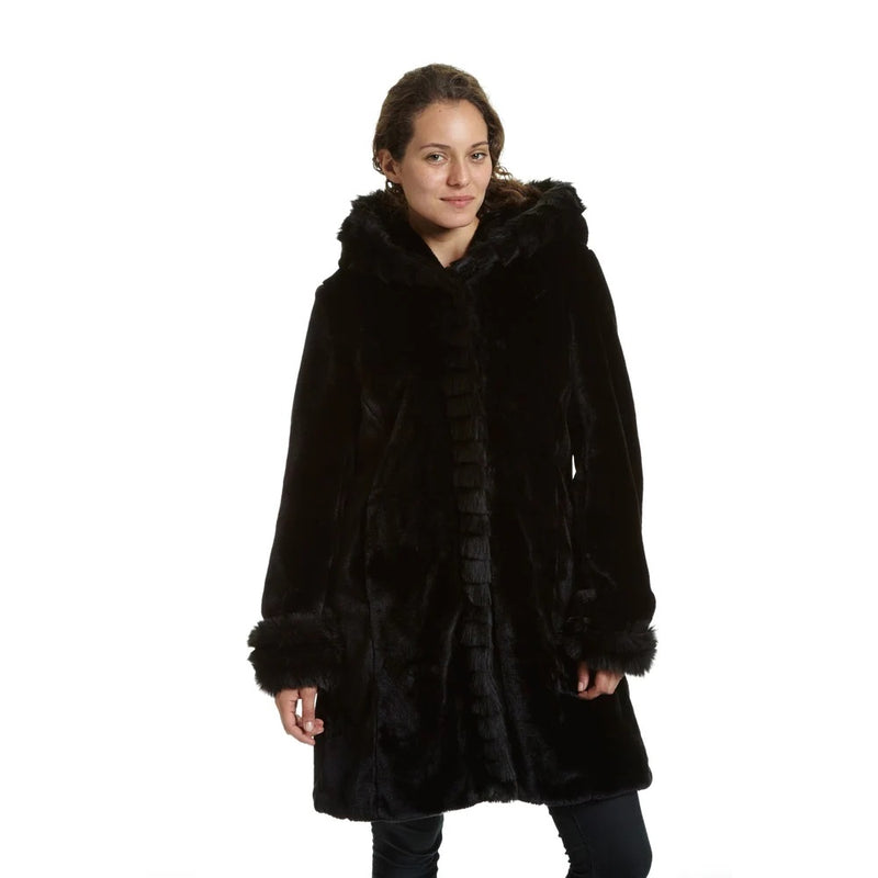 Women's Hooded Long Faux Fur Coat