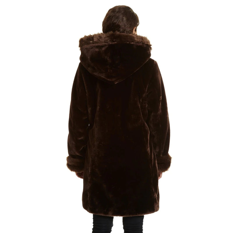 Women's Hooded Long Faux Fur Coat