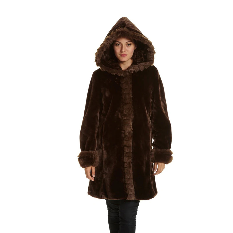 Women's Hooded Long Faux Fur Coat