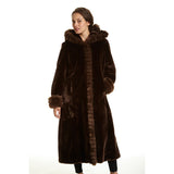 Women's Hooded Full Length Faux-Fur Jacket