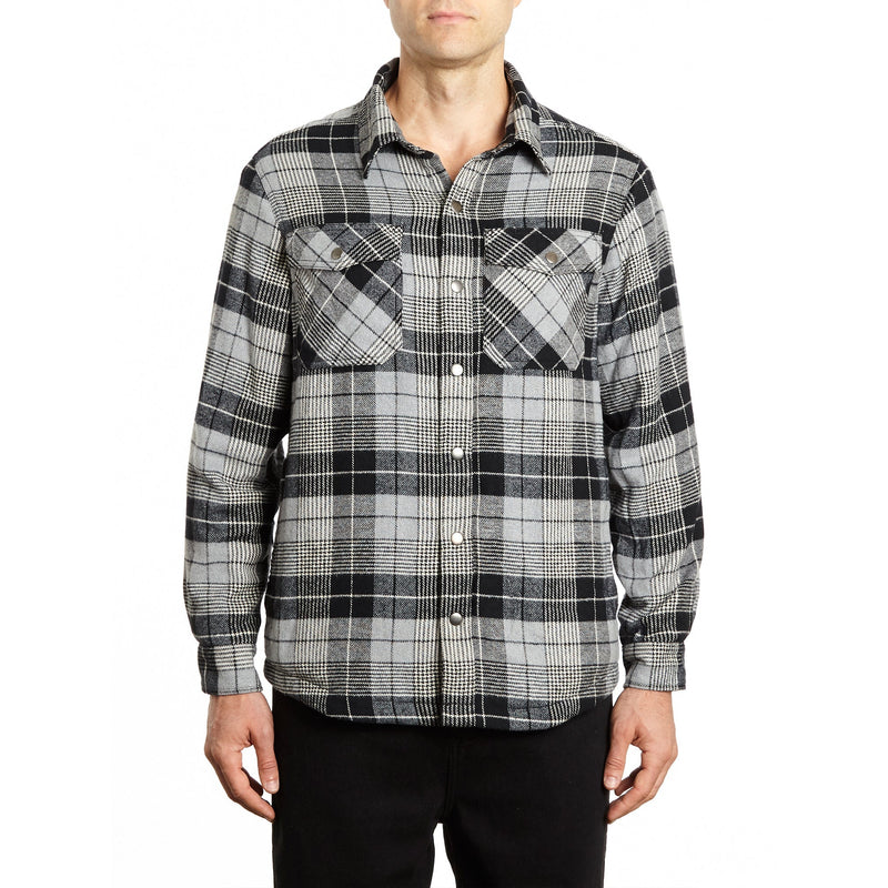 Lined flannel shirt jacket with snaps sales