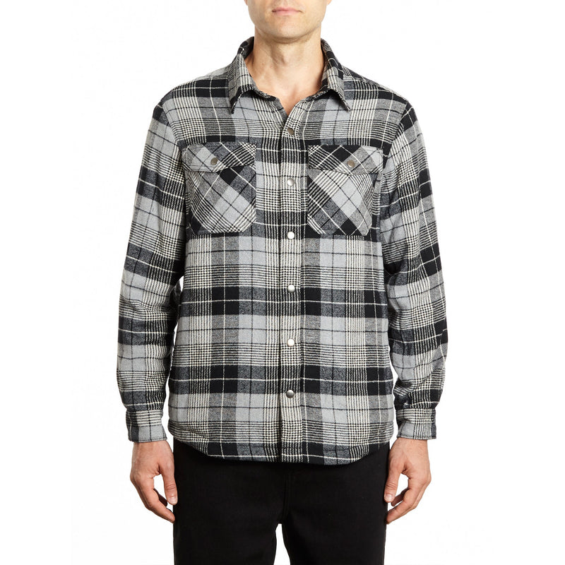 Snap Front Fleece Lined Flannel Shirt Jacket